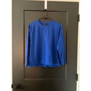 Eileen Fisher Flex Tencel Ponte Boxy Top Calypso Blue Round Neck Size XS